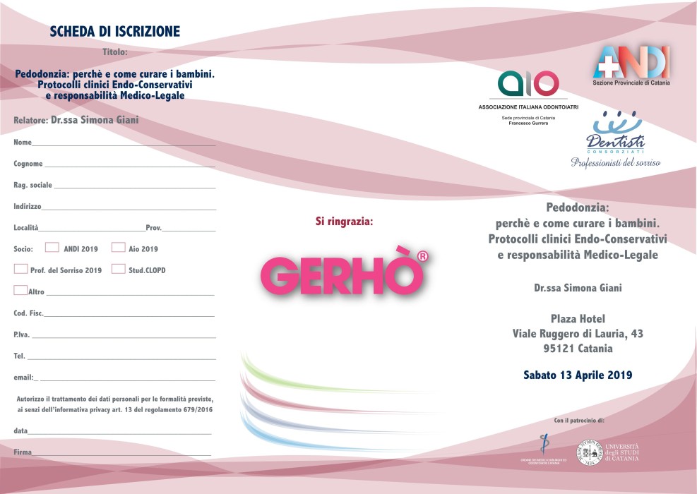 13 aprile EVENTO CONGIUNTO AIO ANDI PROFESSIONISTI DEL SORRISO PEDODONZIA DOTT.SSA GIANI